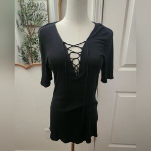 Express Black Lace-Up Women's Top